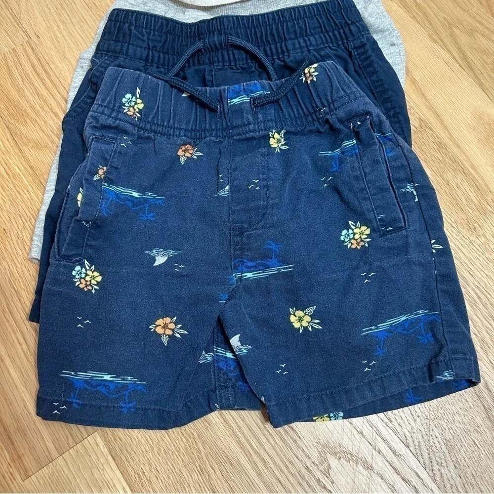 2T Shorts Bundle Lot Carter’s Garanimals Peach Blue Tan Hawaiian Floral Boys Kid